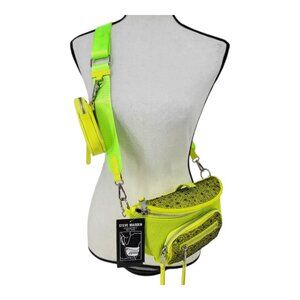 STEVE MADDEN Neon Green Convertible Belt Crossbody Bag Bling